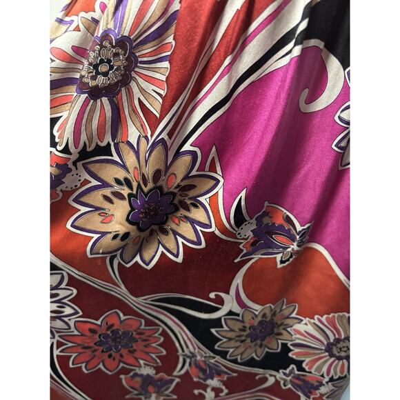 OC By OC Oleg Cassini Y2K 100% Silk Floral Dress Jewel Tones Beaded Midi Size 6 - Picture 4 of 8